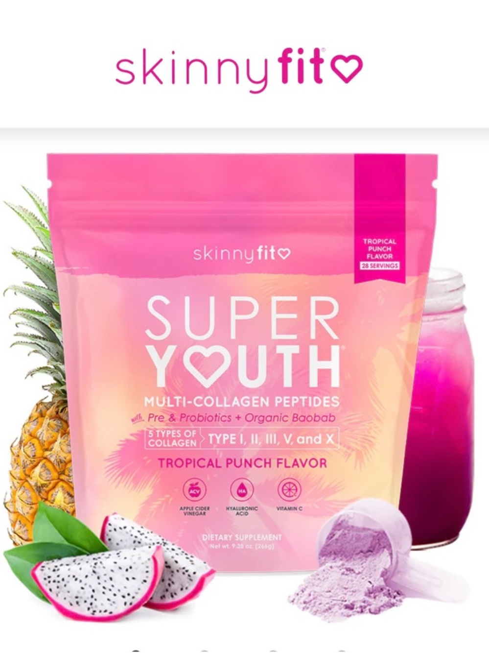 Skinnygirl Super Youth Multi-Collagen Peptides - Pink Gradient